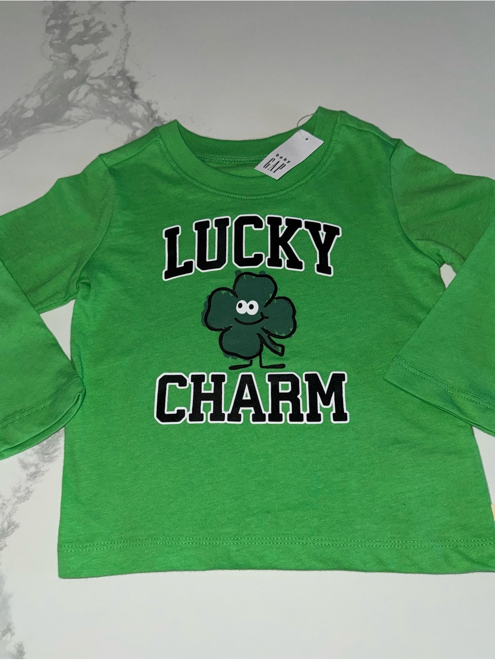 GAP St. Patrick’s Day Baby T-Shirt Lucky Charm Long Sleeve Size 18-24M